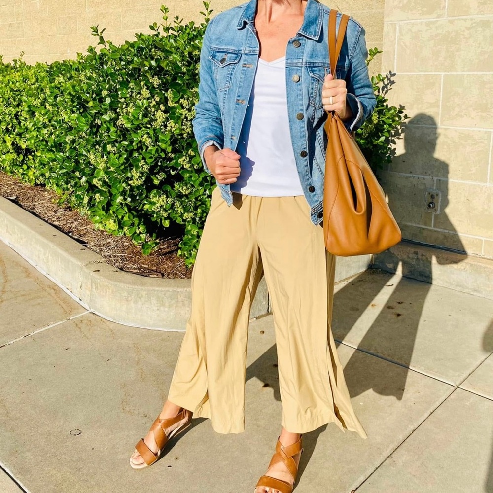 Women's Tan Wide-Leg Pants